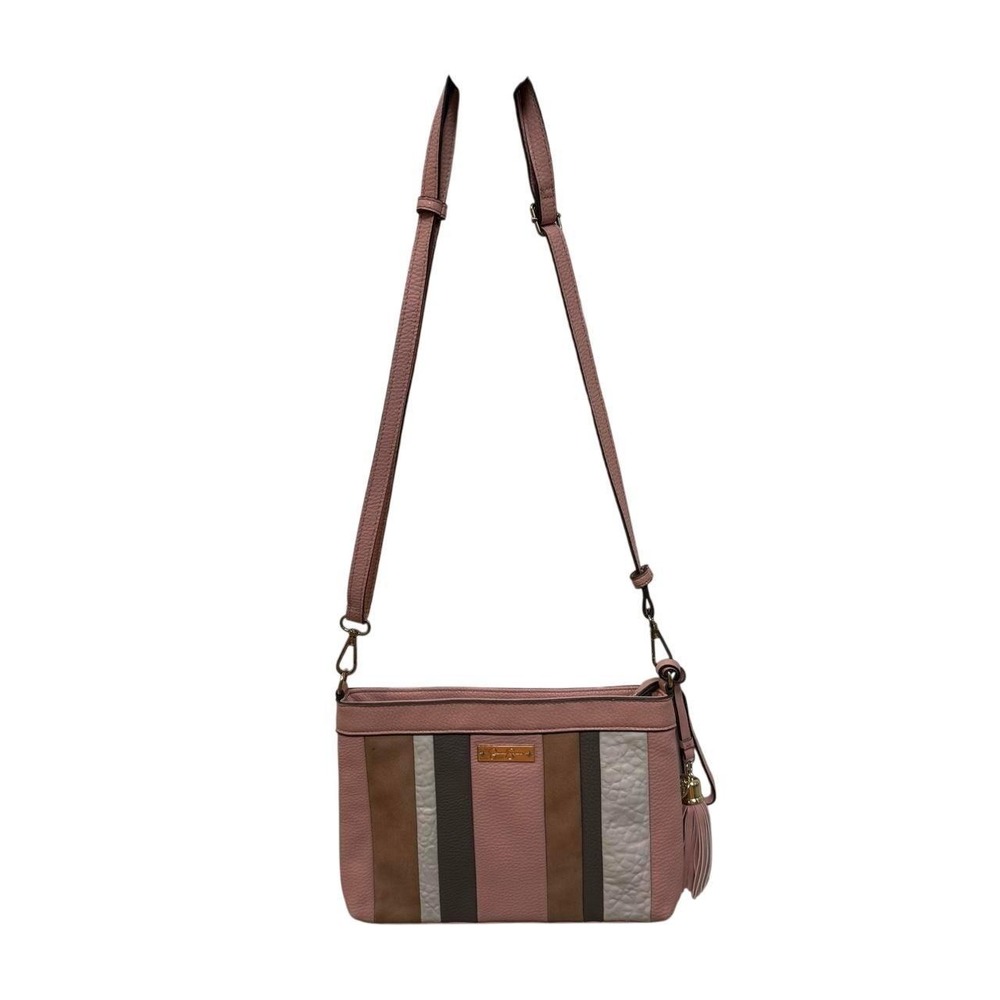 Jessica Simpson Pink Colorblock Crossbody Bag Tassel Wristlet Strap